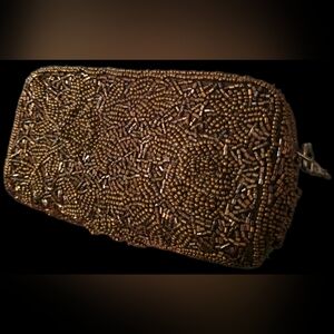 Small Vintage Inspired Copper Beaded Clutch/wristlet